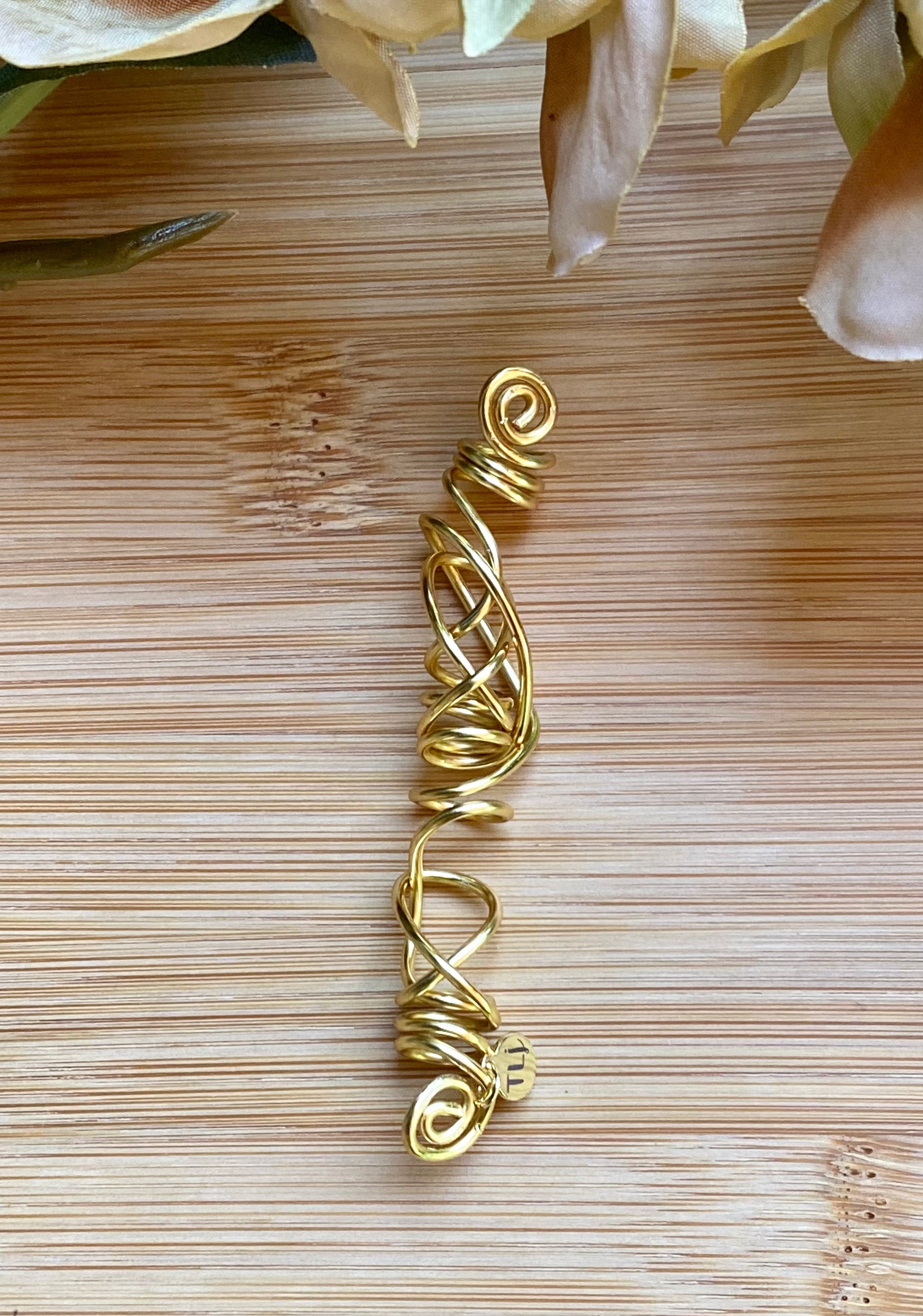 INTERTWINED Artistic GOLD Wire-Wrap Slim-Thick Loc Jewel