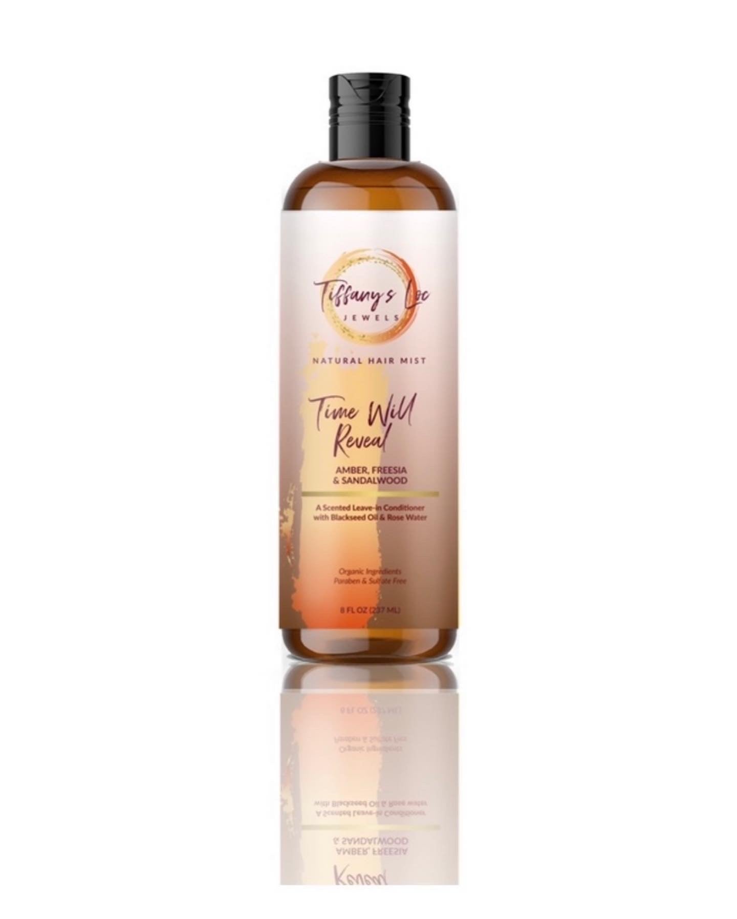 TIME WILL REVEAL AMBER, FREESIA & SANDALWOOD NATURAL HAIR MIST with BLACKSEED OIL & ROSEWATER
