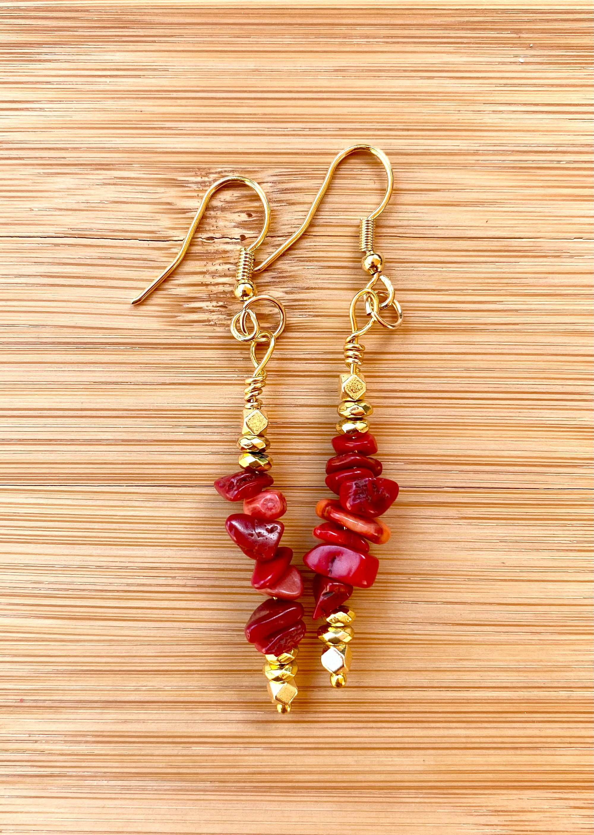 CADMIUM RED Coral Chip Earrings