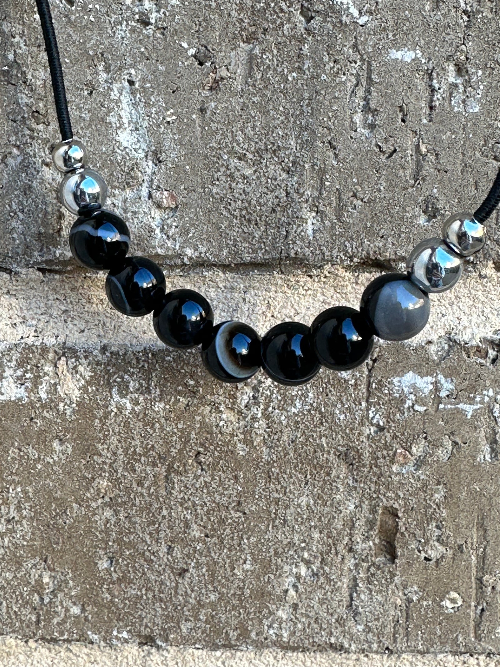 GRAPHITE PRINT BLACK SARDONYX SEVEN-PIECE COMP HAIRTIE