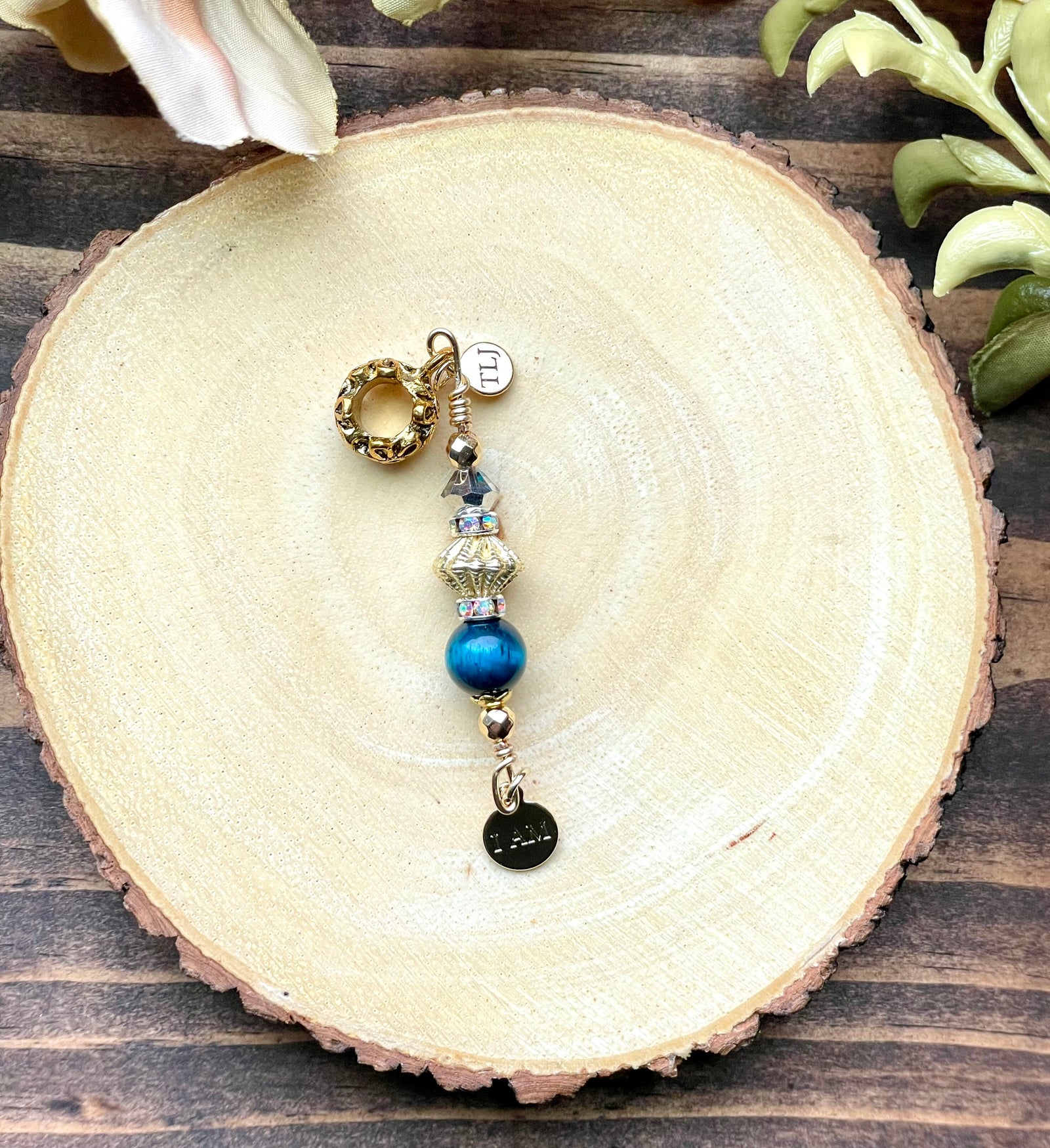 I AM LOC'D AZURE BLUE TEAL Tiger's Eye Loc Jewel