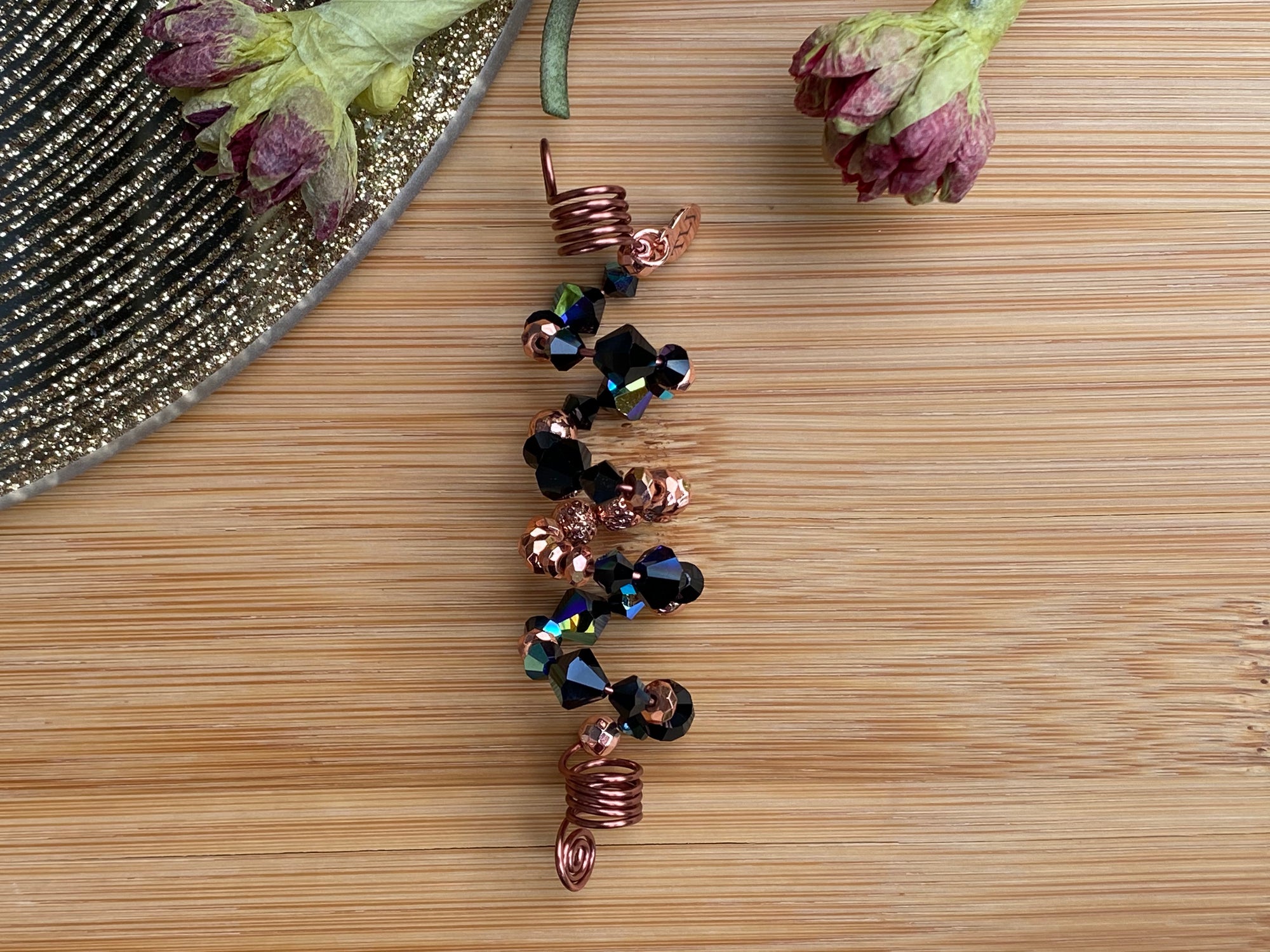 TO THE NINES Black Swarovski & Double Copper Lava Loc Jewel