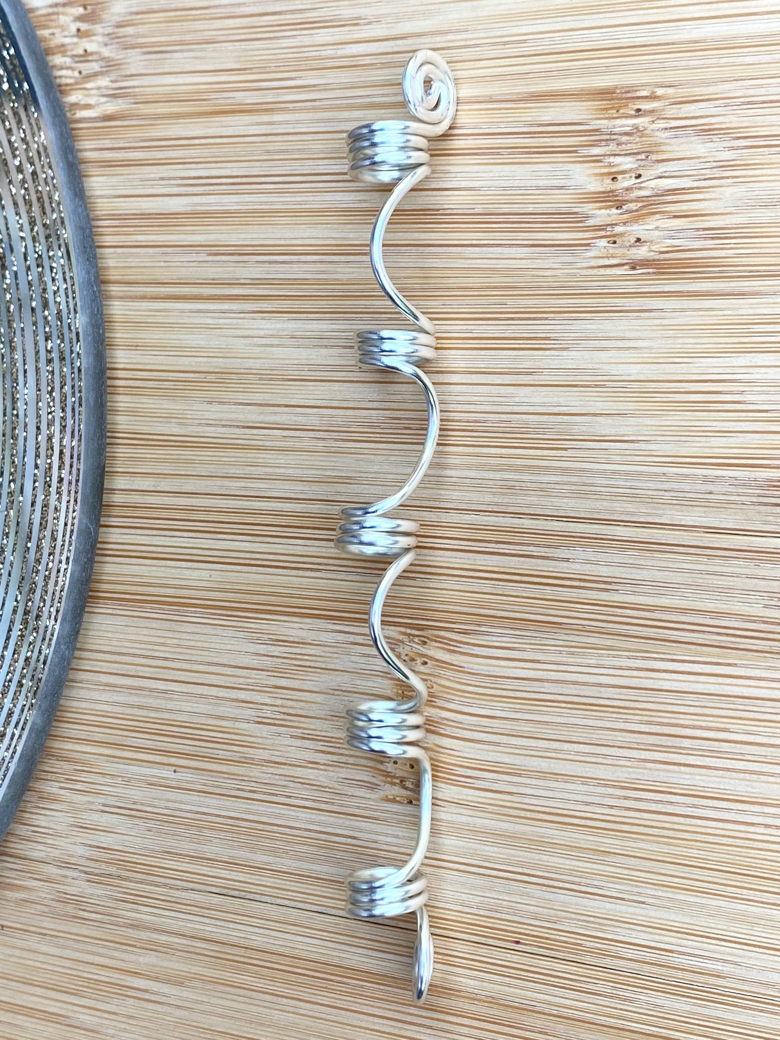 ALL IS FAIR Silver Curve Wire-Wrap Slim-Thick Loc Jewel