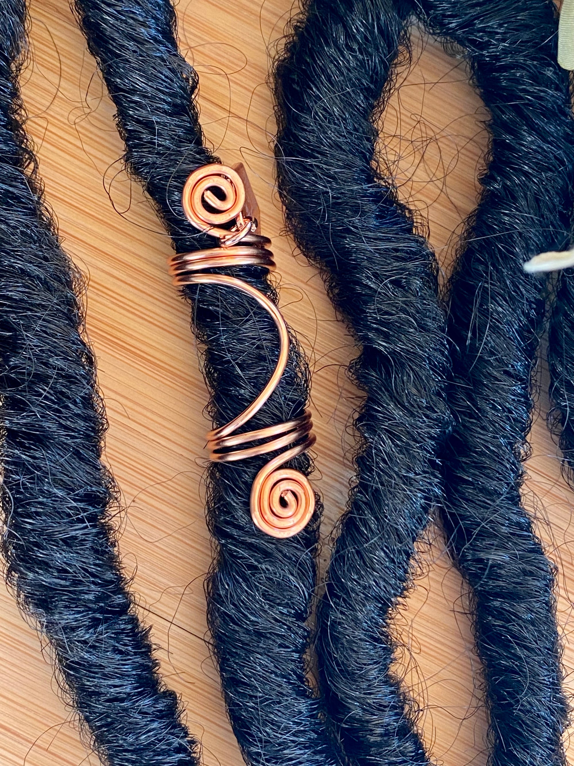 ROYAL HEIR Copper Curve Wire-Wrap Slim-Thick Loc Jewel