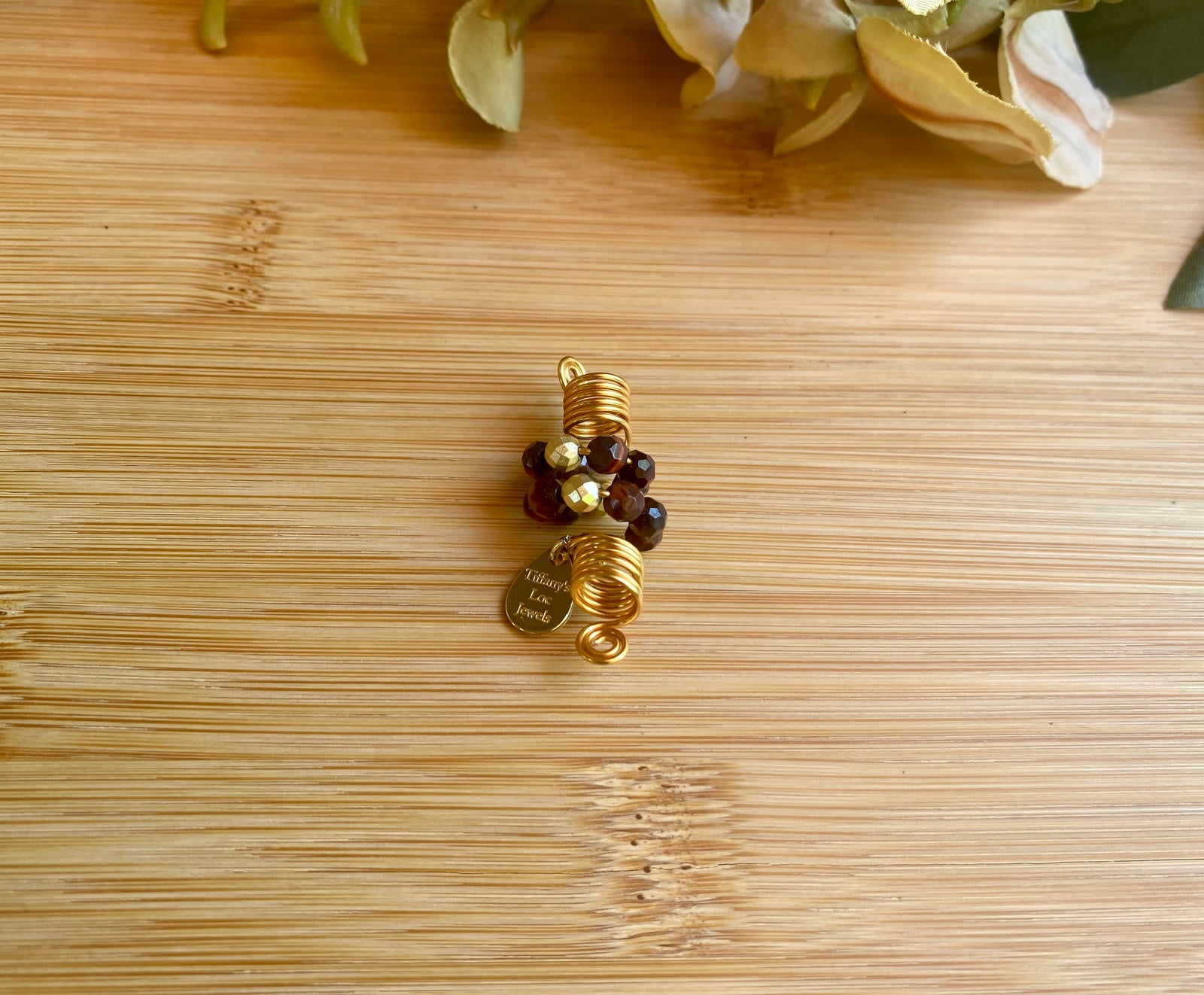 LEGENDARY LOVE Burgundy Tiger's Eye Matte Gold Loc Jewel