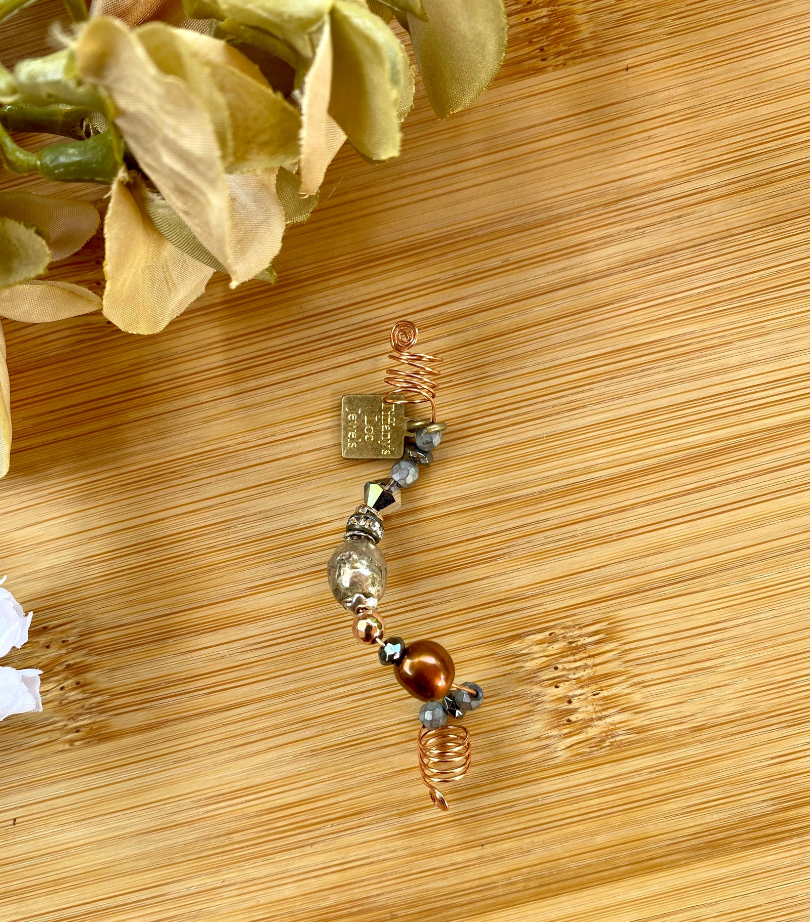 AT DUSK Copper Freshwater Pearl Ethiopian Brass Loc Jewel