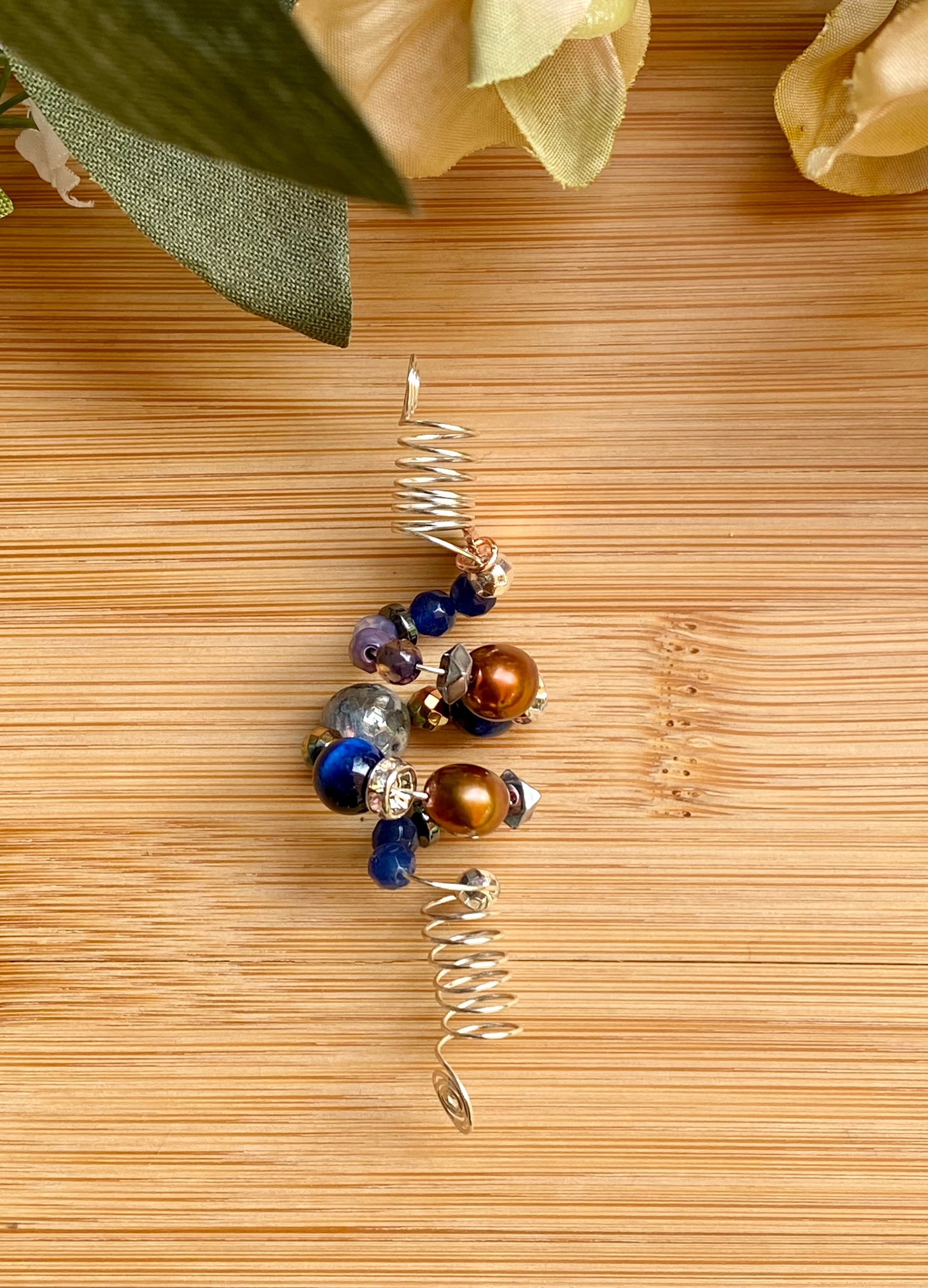 THE KING'S ENCOUNTER Blue Tiger's Eye & Copper Pearl Loc Jewel