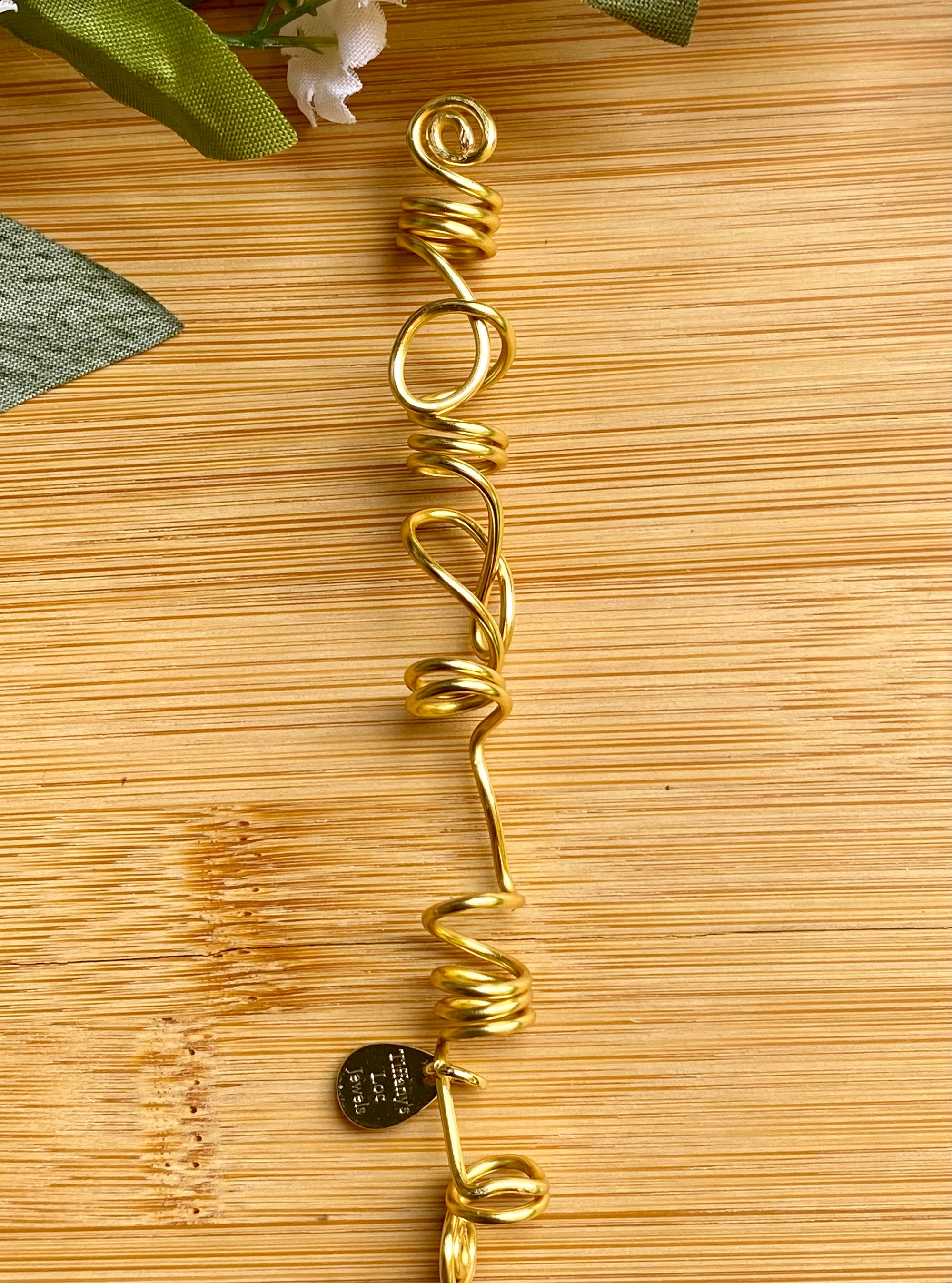 SCENIC ROUTE Artistic Gold Wire-Wrap Slim-Thick Loc Jewel