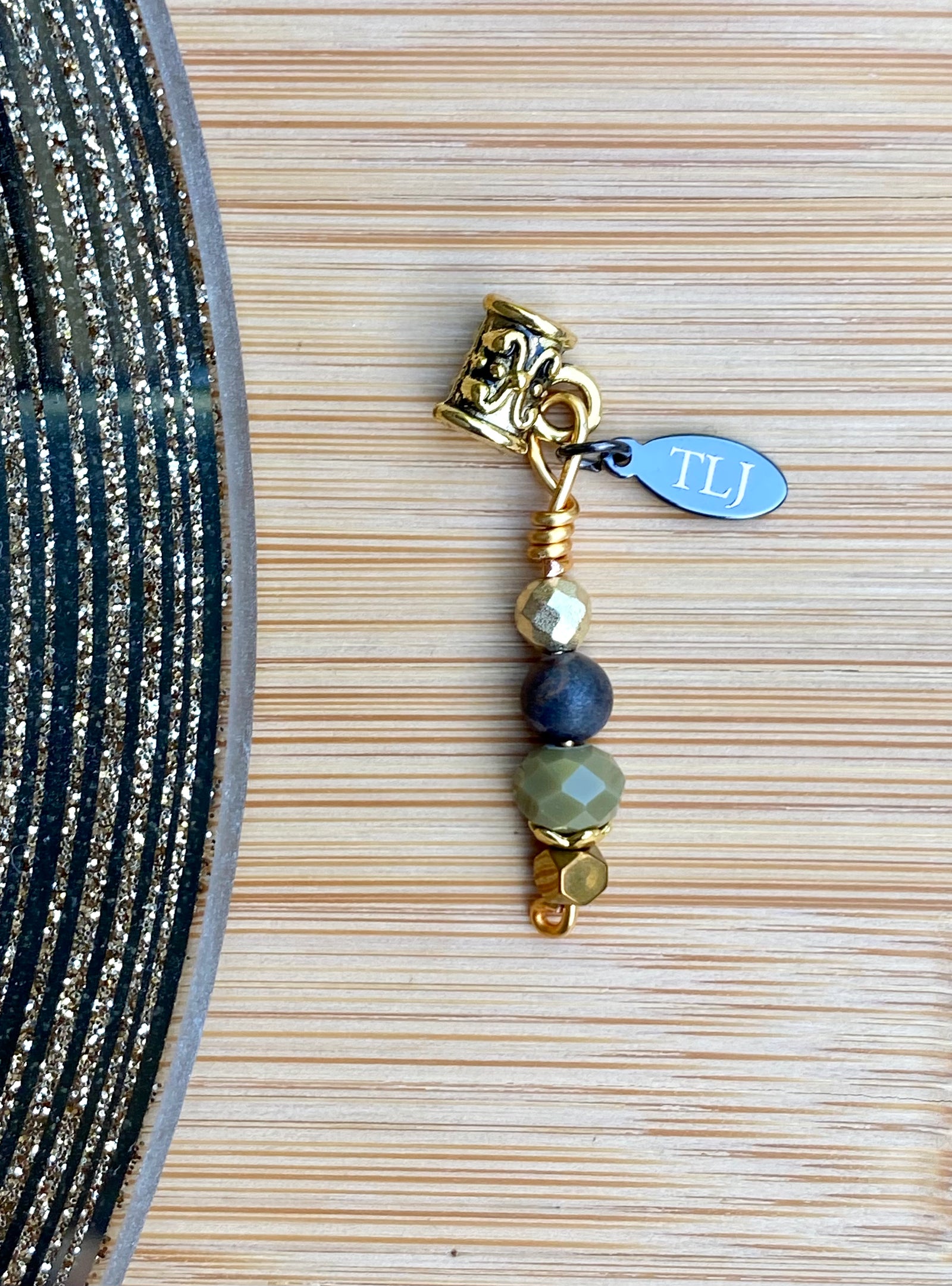 THROWBACK Matte Bronzite & Sage Crystal SISTERLOCK Jewel