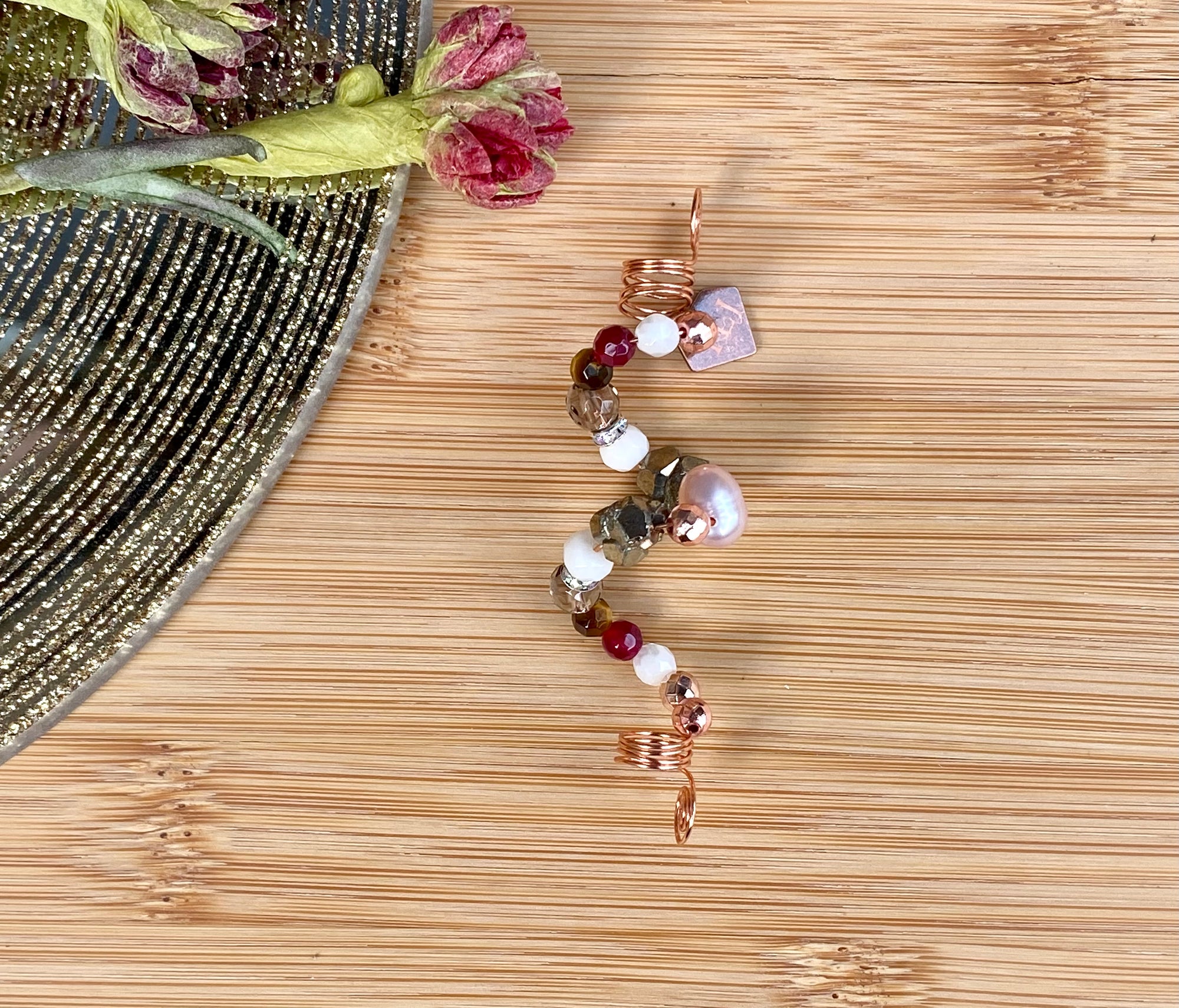 VINTAGE TREASURE Smokey Grey Quartz & Pink Pearl Loc Jewel