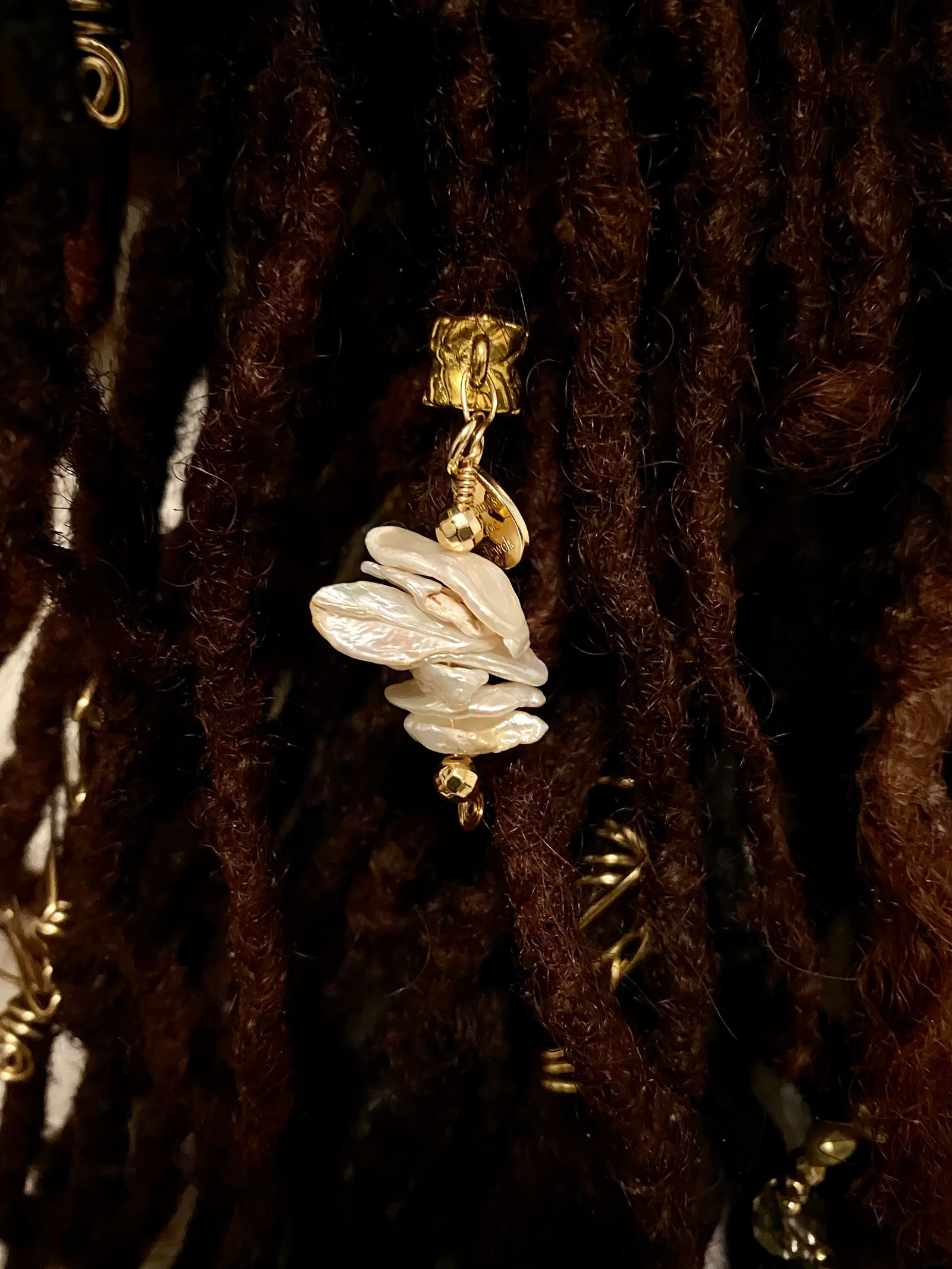 HEIRLOOM Creamy White Keshi Pearl Loc Jewel