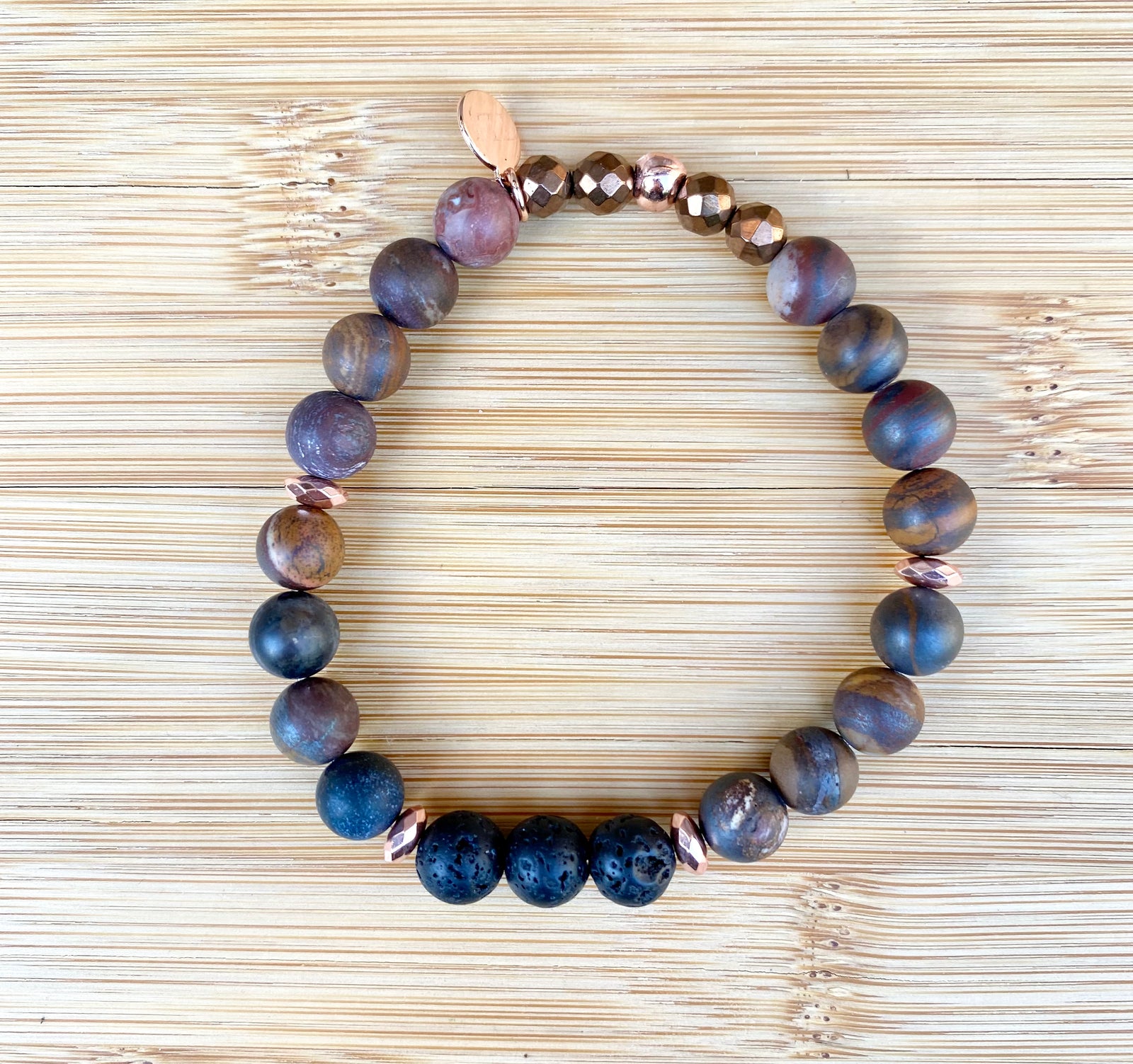 BROWNSTONE Matte Dark Red Tiger Iron MEN'S Stacking Bracelet