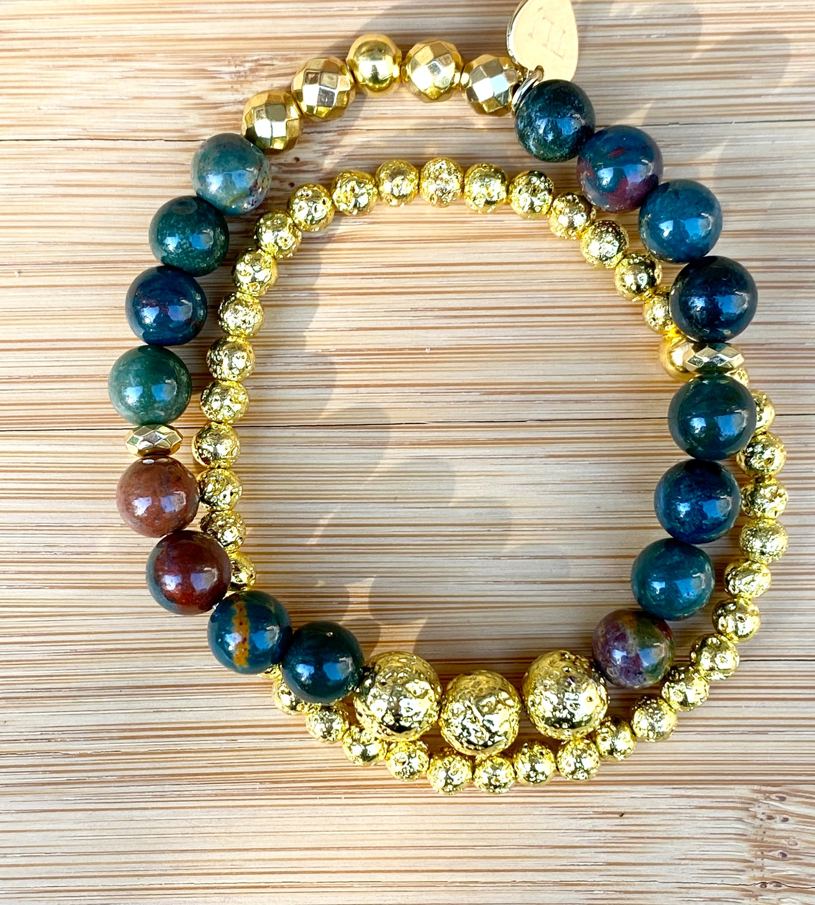 CARRIAGE GREEN Indian Bloodstone Stacking Bracelet