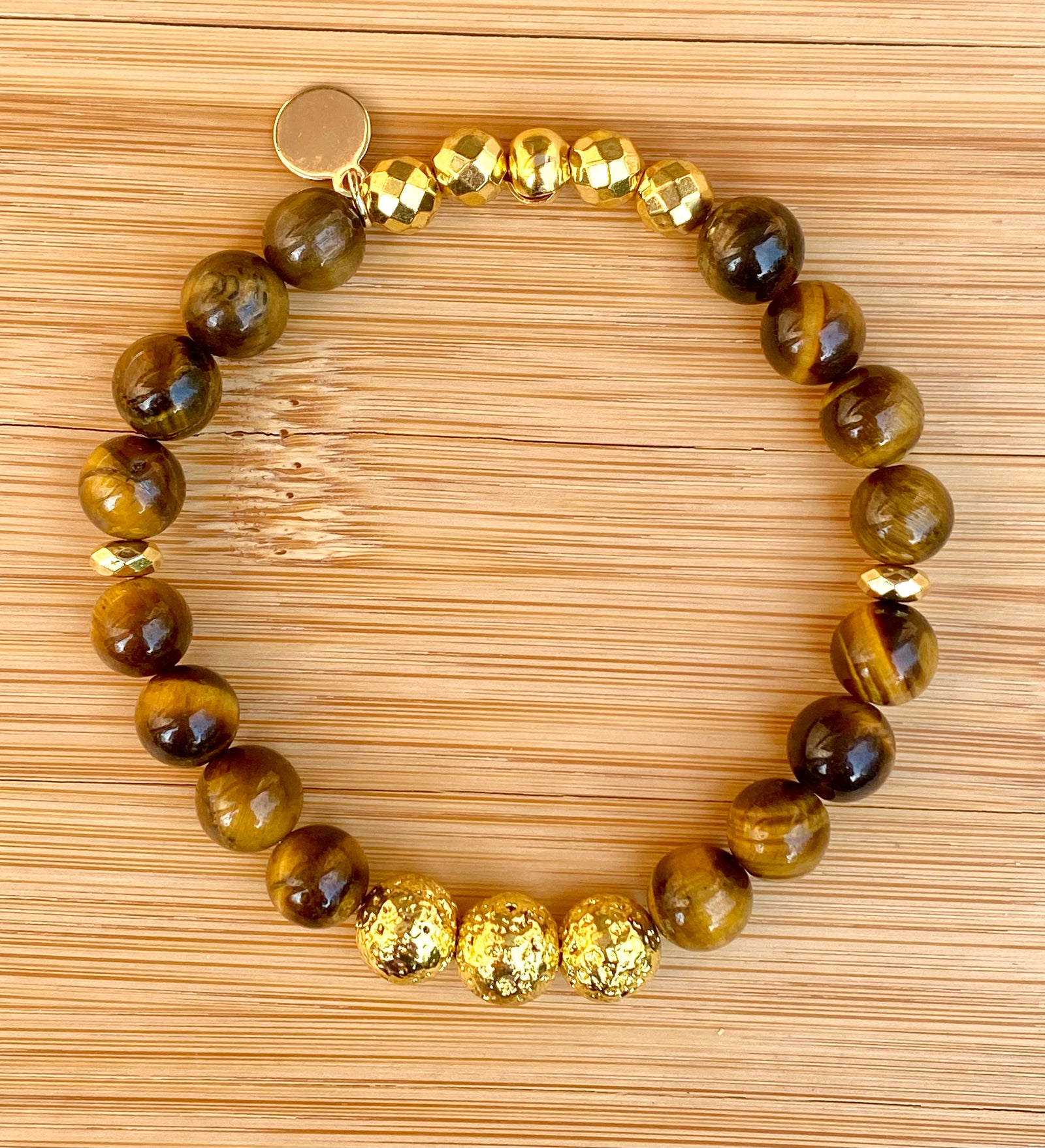 RAW UMBER Natural Tiger's Eye Stacking Bracelet