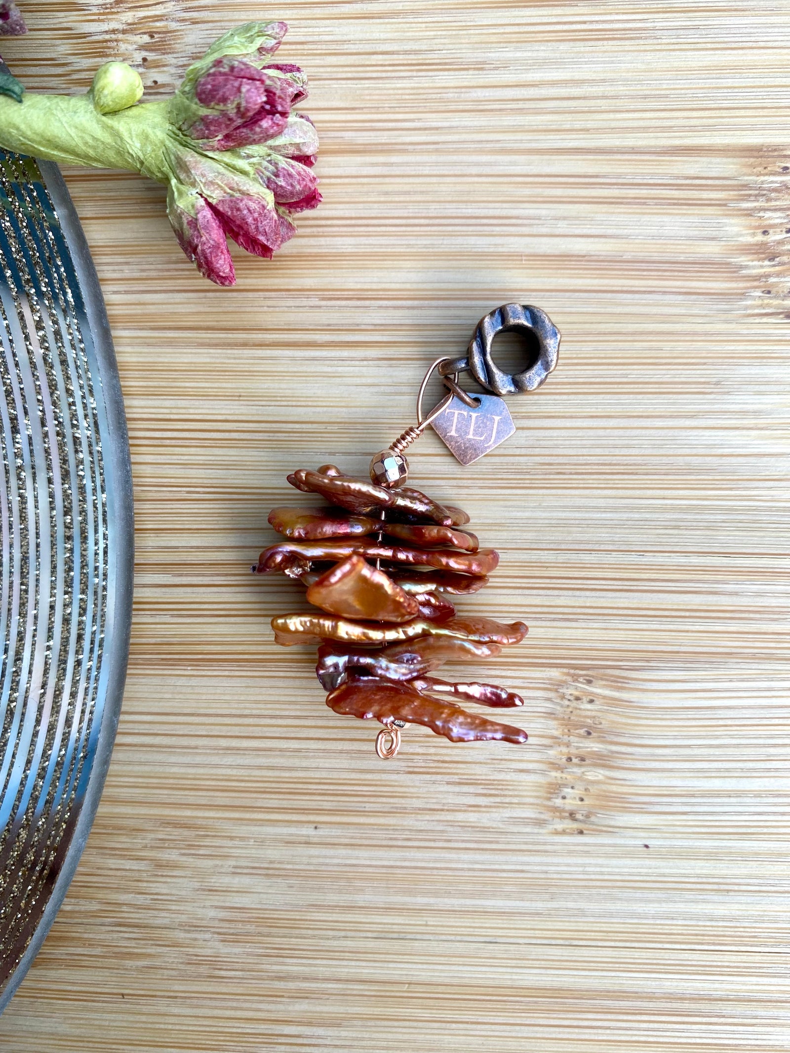 HEIRLOOM Bronze Copper Keshi Pearl Loc Jewel