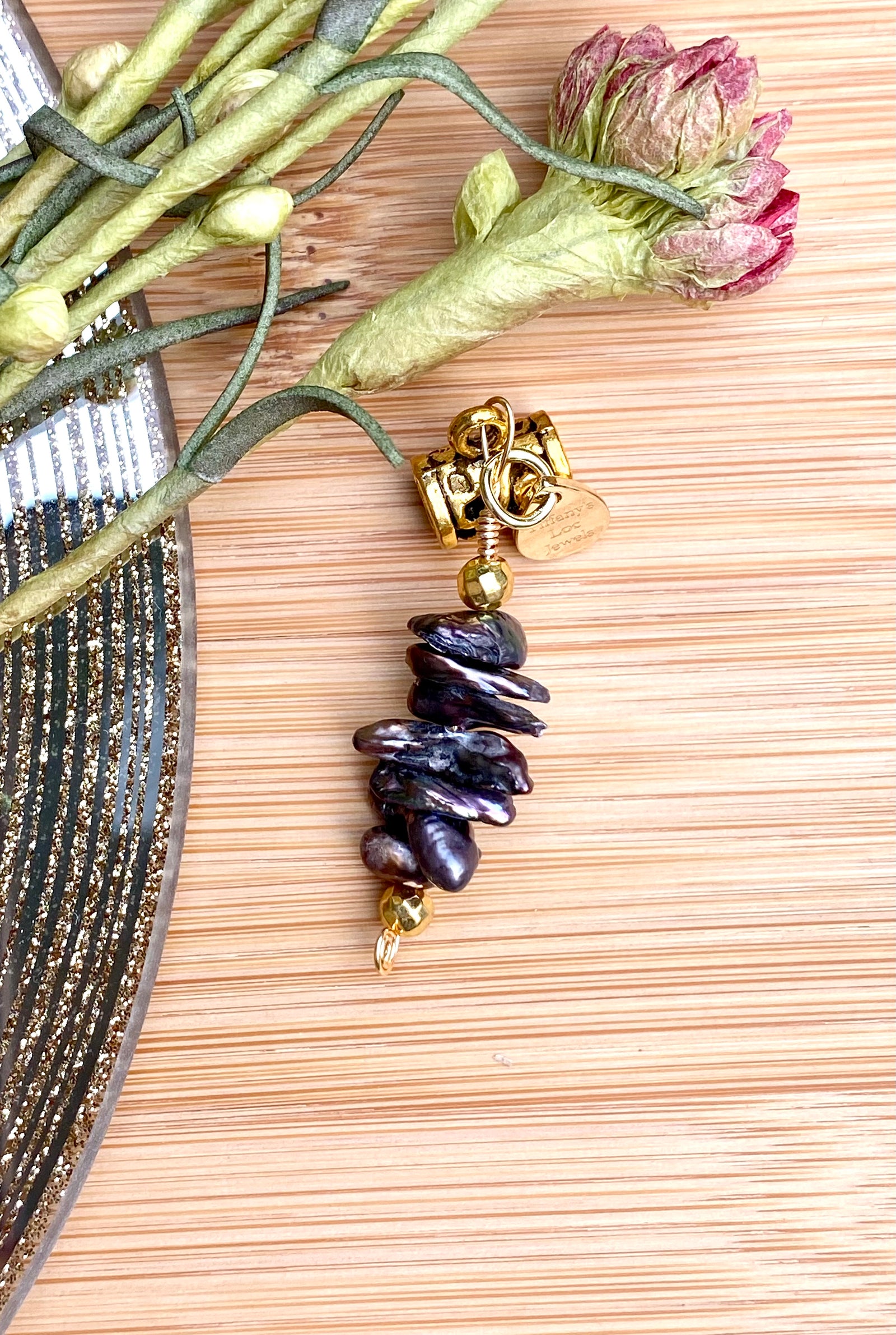 HEIRLOOM Metallic Peacock Brown Keshi Pearl Loc Jewel