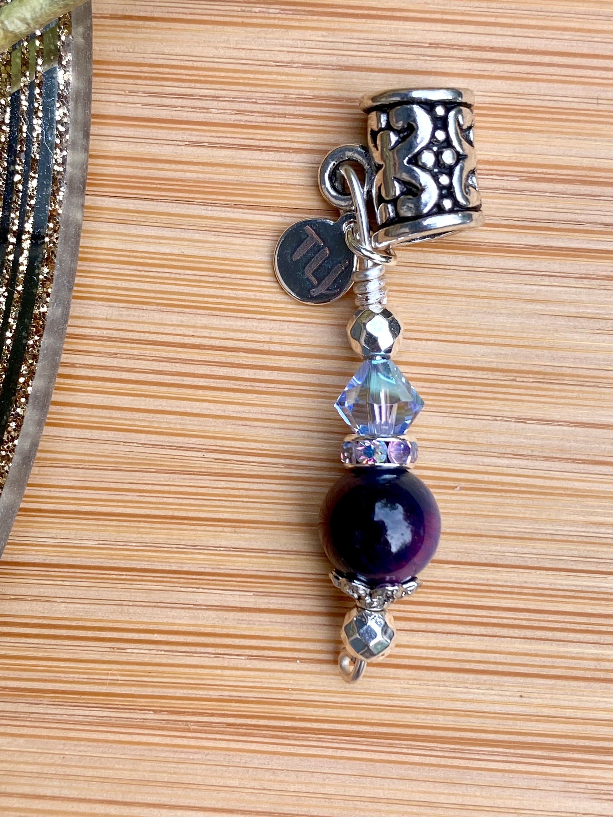 RECYCLED Purple Galaxy Tiger's Eye Teardrop Loc Jewel