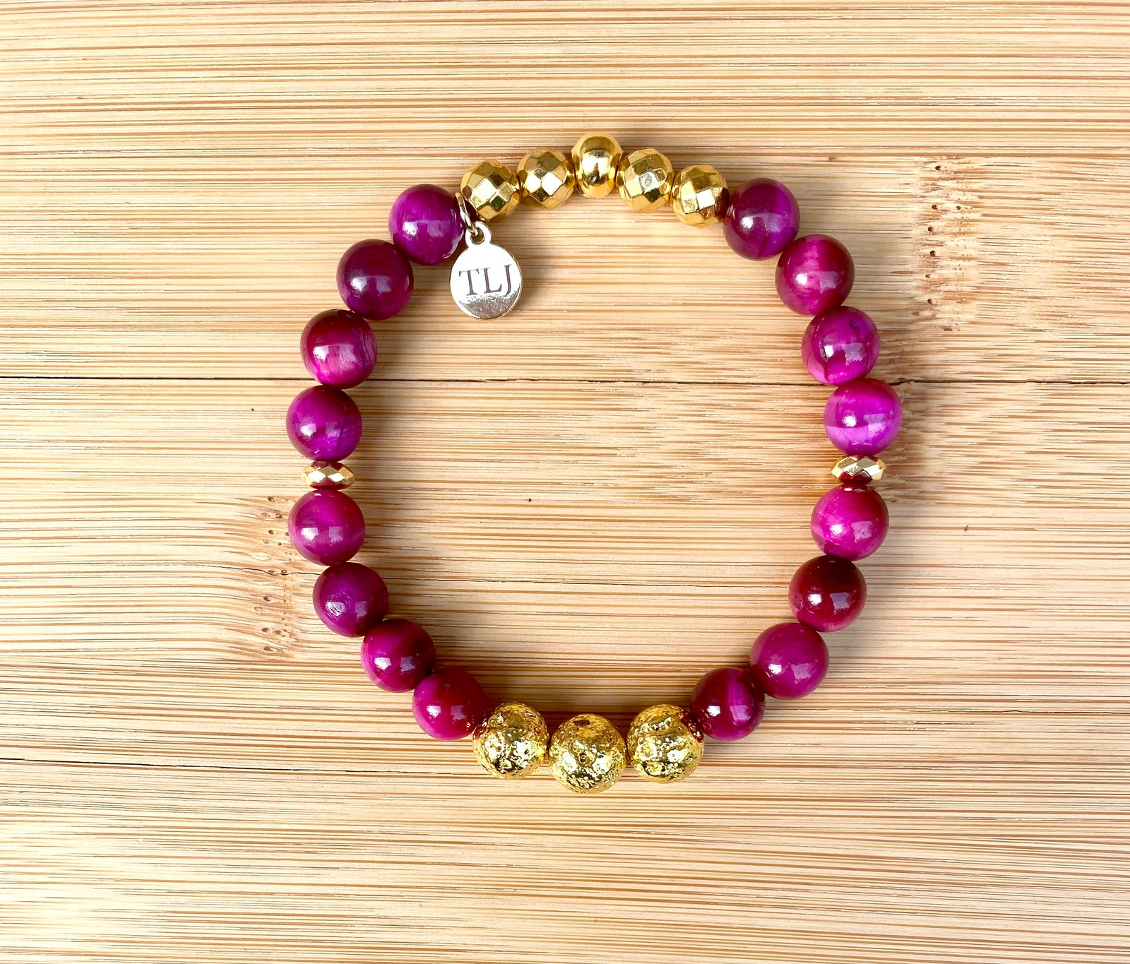 AZALEA PINK Fuchsia Tiger's Eye Stacking Bracelet