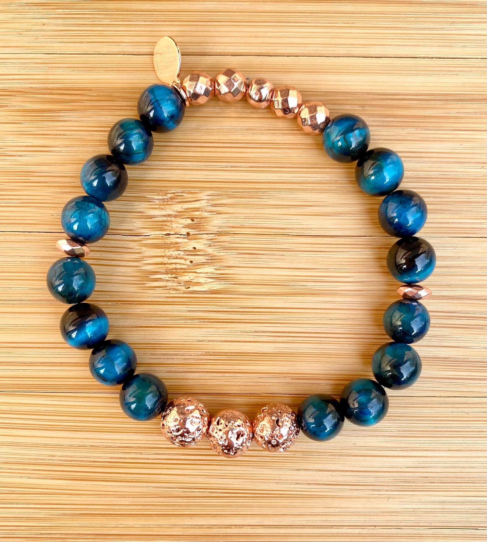 REGATTA TEAL Azure Blue Tiger's Eye Stacking Bracelet