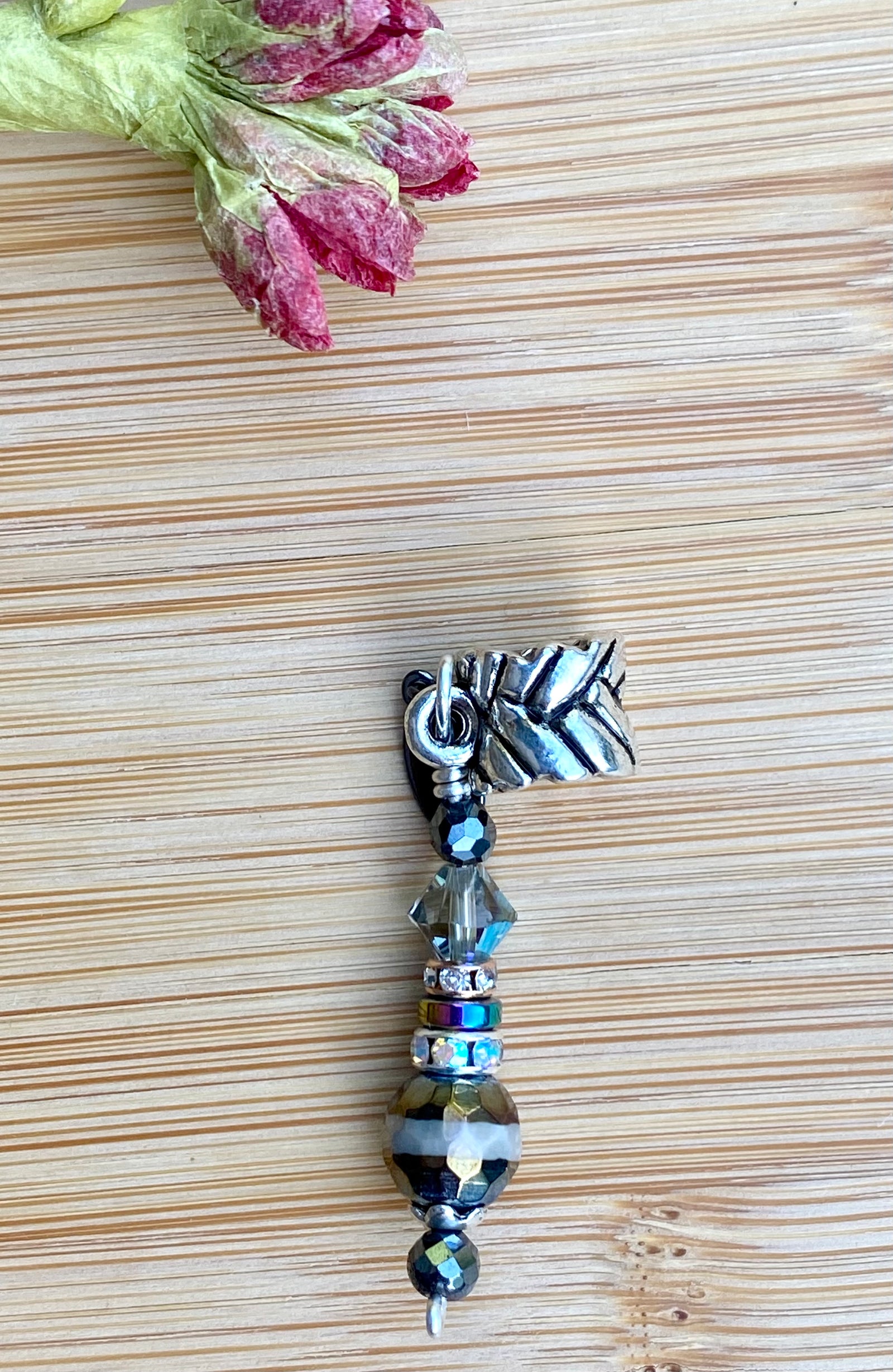 ECHO Mytic Rainbow Dzi Agate & Smokey Grey Teardrop Loc Jewel