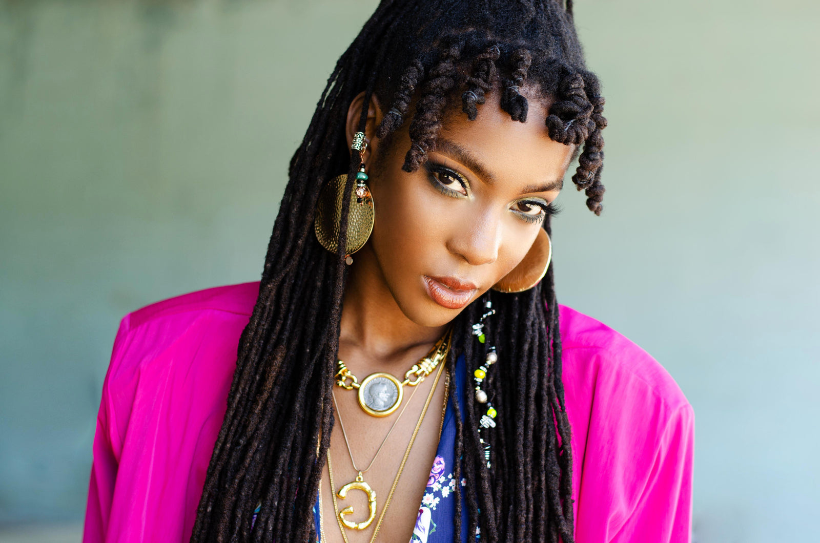 GAUDY Copper Lava Gem & Turquoise Pearl Loc Jewel