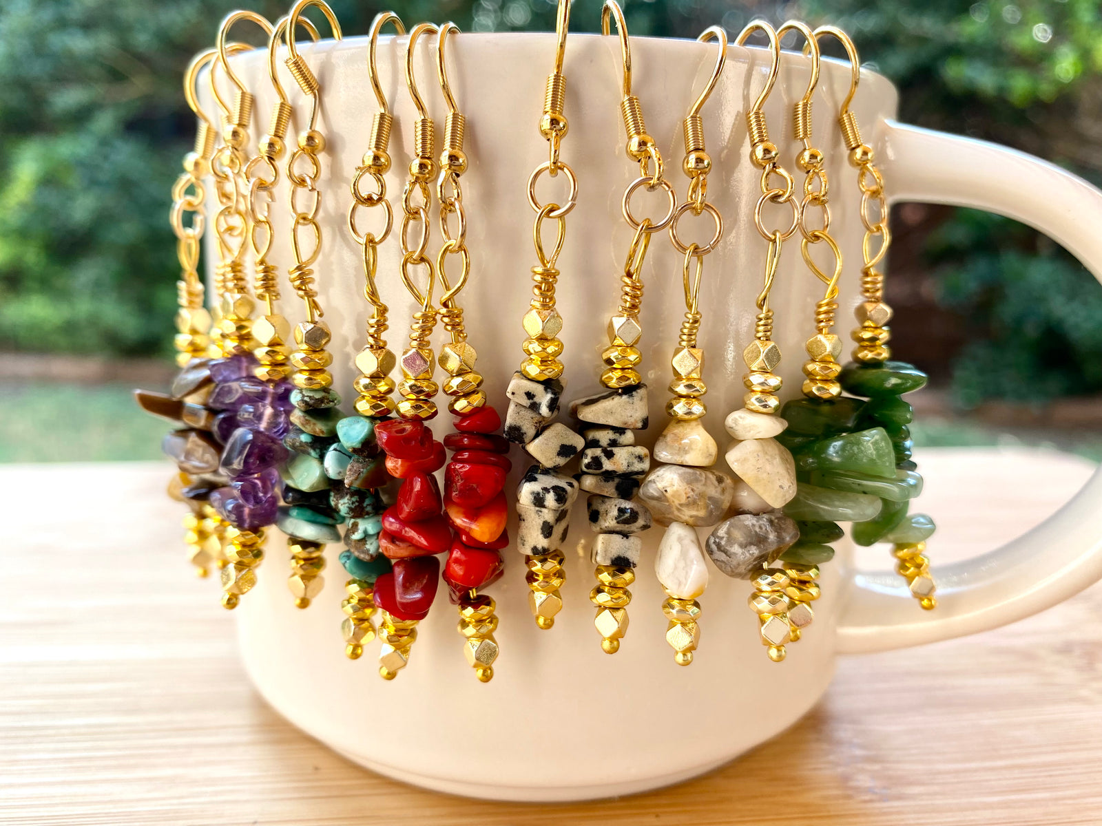 GEMSTONE CHIP Pendant Earrings