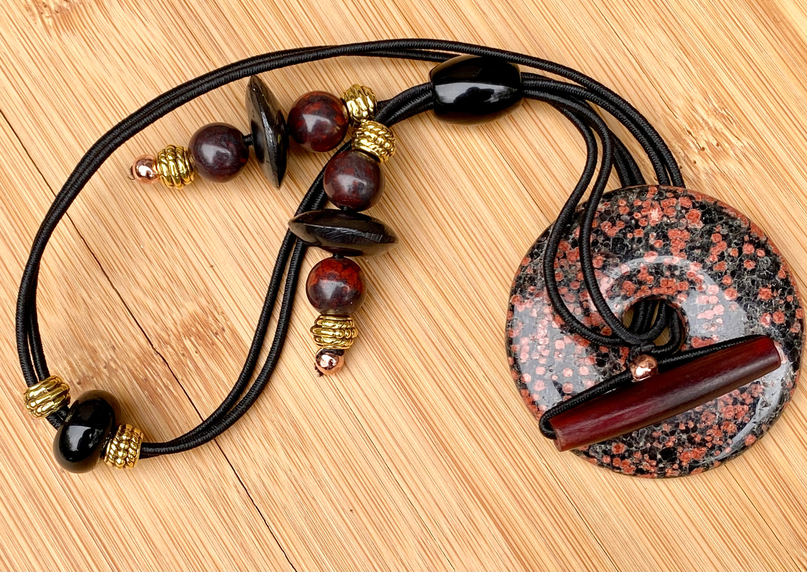 BLACK CHERRY Red Snowflake Obsidian Loc Lasso