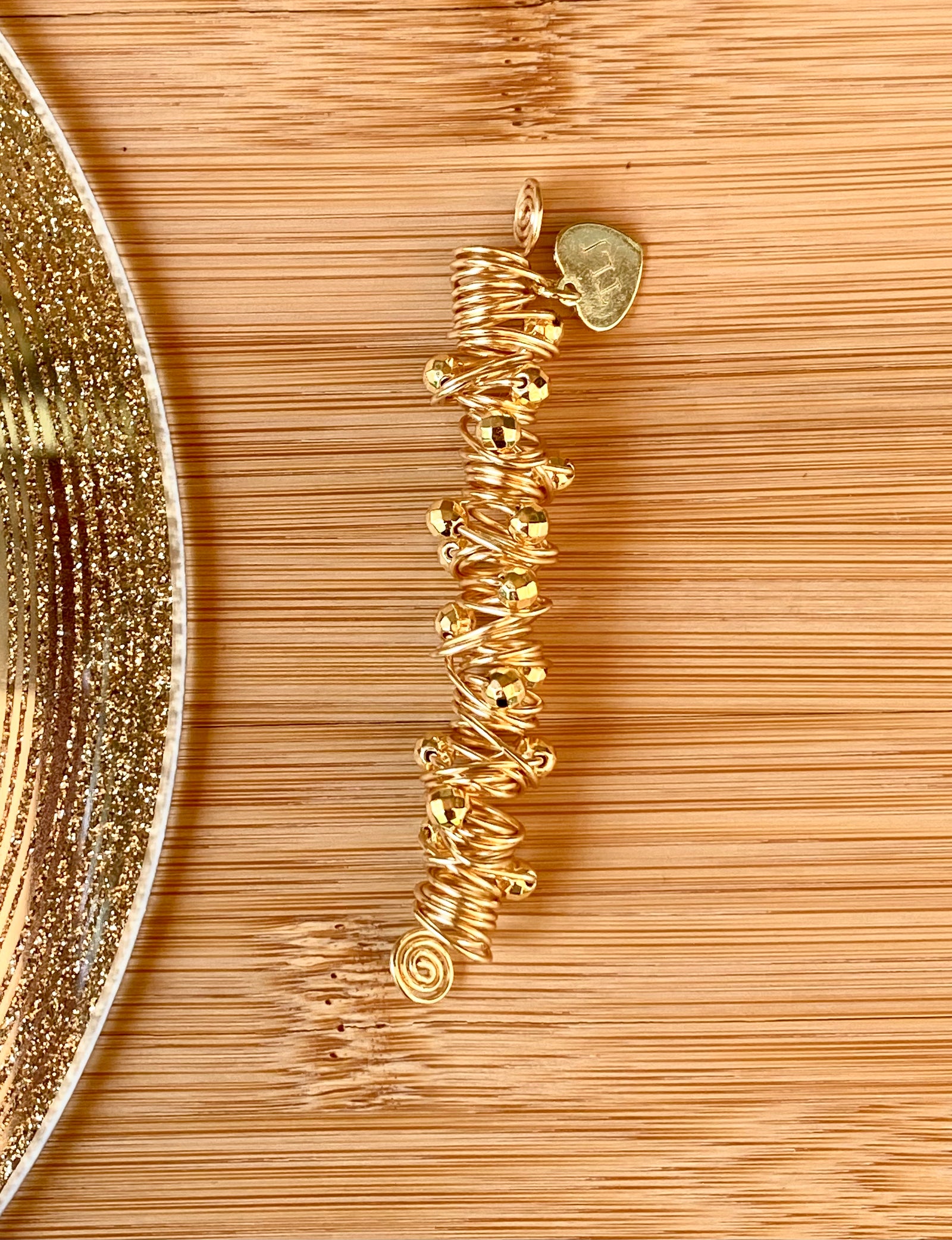 LIMITED EDITION Artistic GOLD Hematite Wire-Wrap Loc Jewel