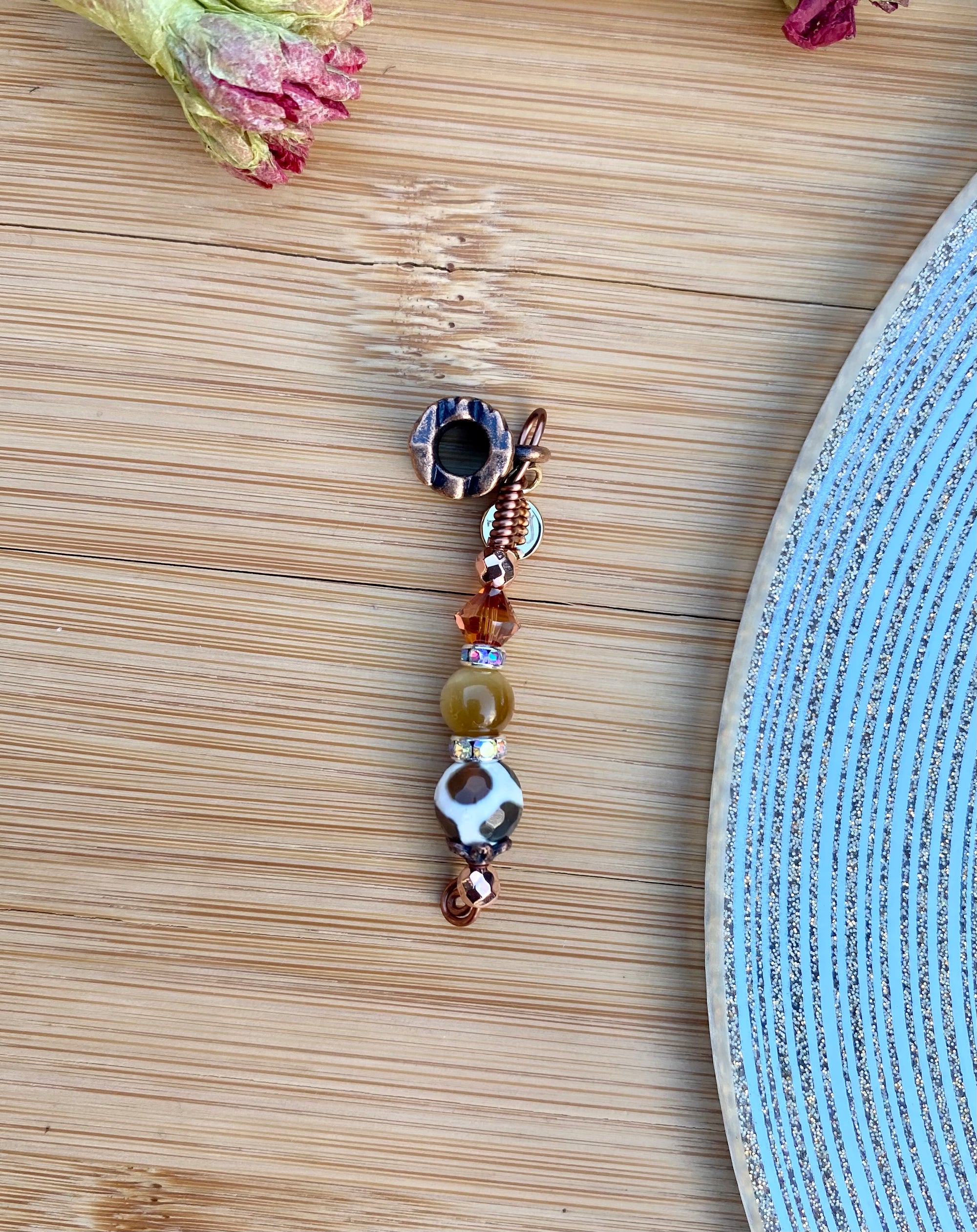 ULTRA-MODERN Cocoa Brown Dzi Agate & Golden Tiger's Eye Loc Jewel