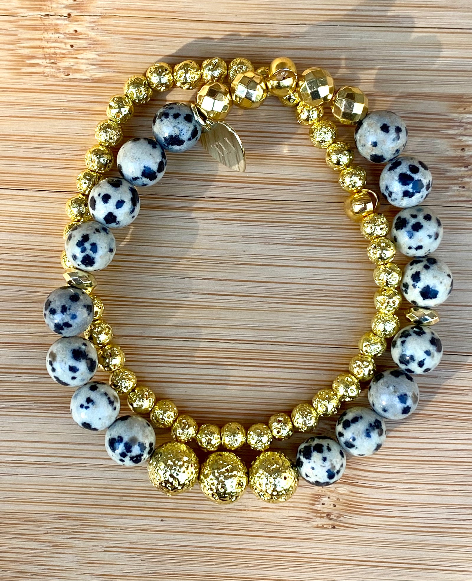 SPECKLED SABLE Dalmatian Jasper Stacking Bracelet