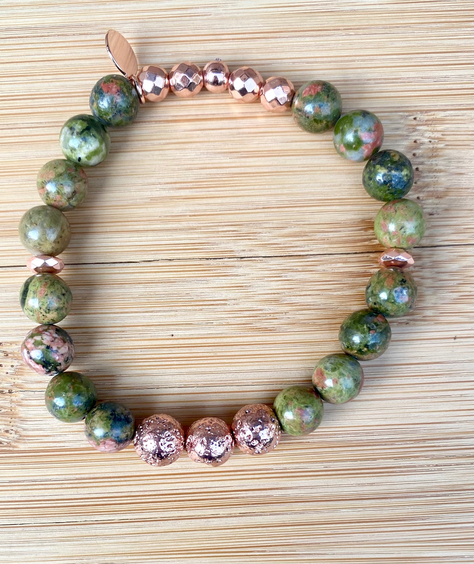 PISTACHIO GREEN Unakite Stacking Bracelet