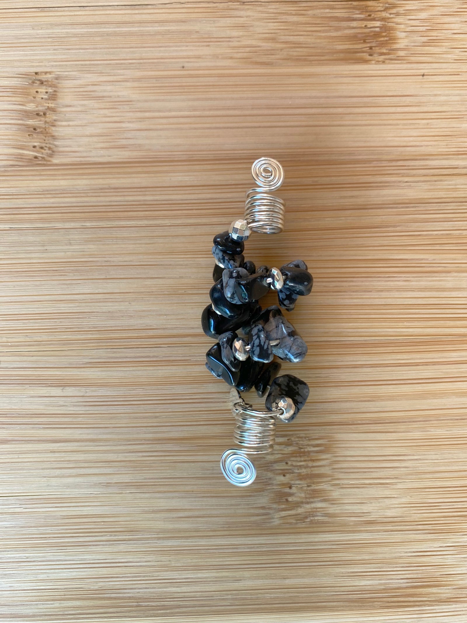 BLACK OIL STAIN SNOWFLAKE JASPER Chip Loc Jewel