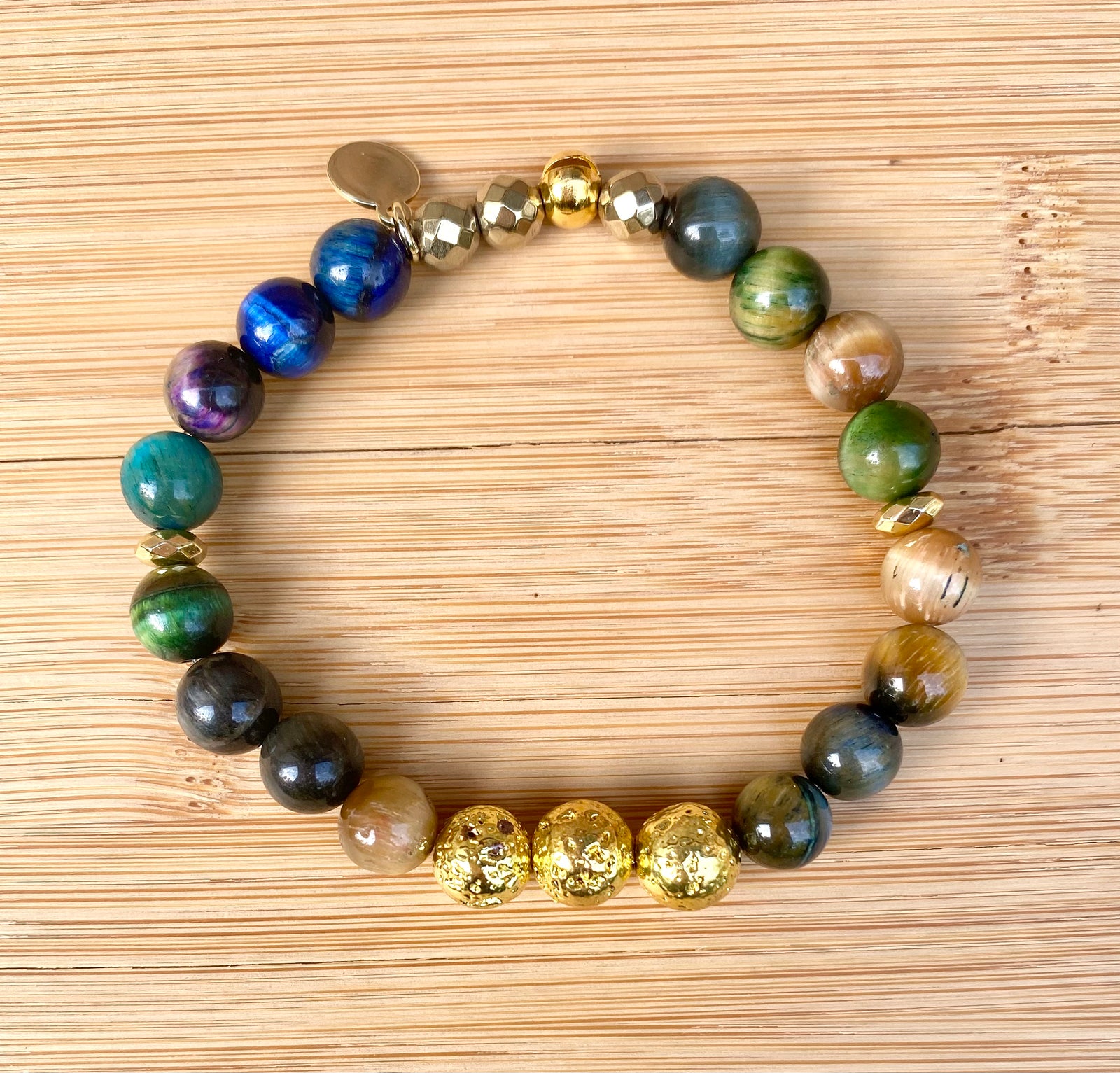 POLYCHROMOS Watermelon Tiger's Eye Stacking Bracelet