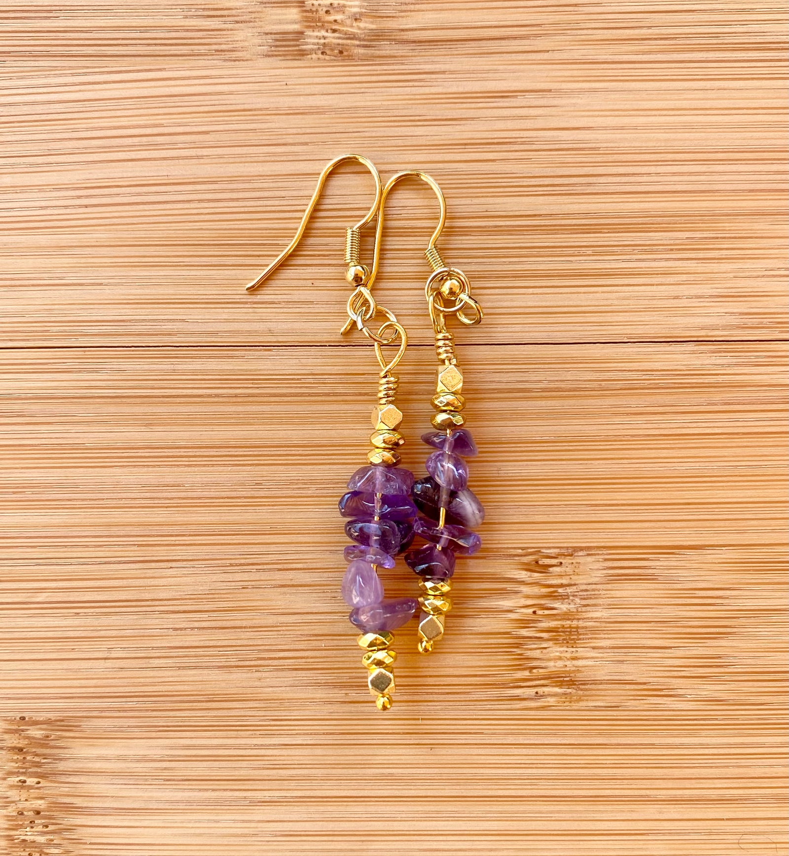 SILK CUT PURPLE Amethyst Chip Earrings