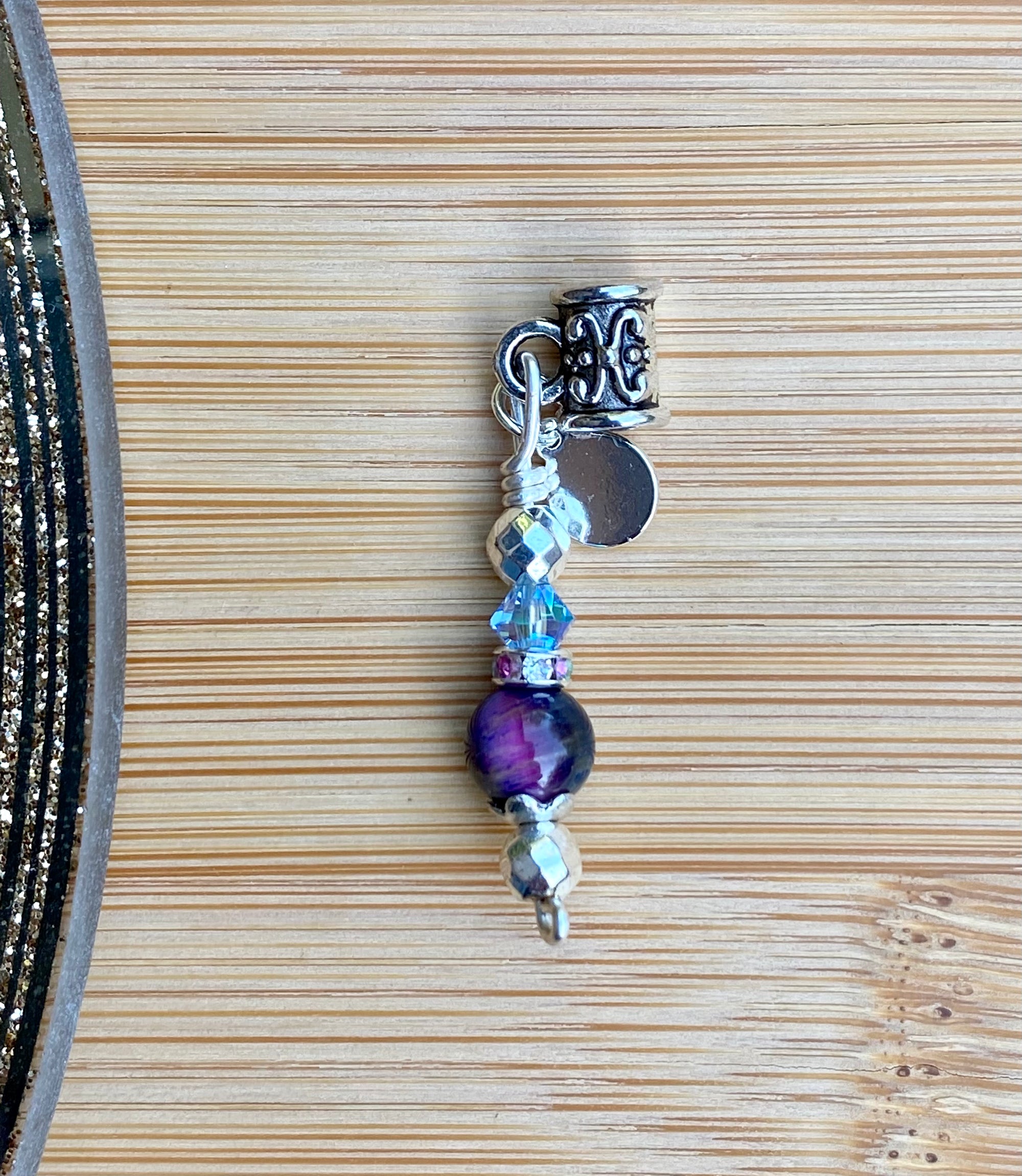 RECYCLED Purple Galaxy Tiger's Eye Teardrop SISTERLOCK Jewel